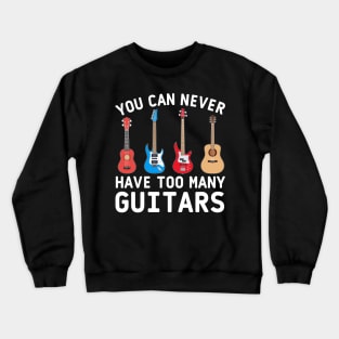 Guitar ukulele bass acoustic classic electric white text Crewneck Sweatshirt